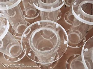 Tube acrylique transparent avec anneau de fixation rond en PMMA, moulage industriel, taille personnalisée - Product Image 3