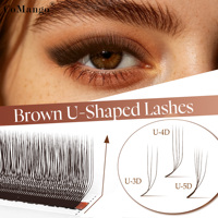 Extensions de cils en U marron en gros 3D/4D/5D, cils en U parallèles, courbure LU/C/D, cils naturels doux, faux cils