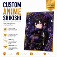 Papan Shikishi Seni Anime Kustom dengan Tepi Foil Emas, Ilustrasi Holografik, Merchandise untuk Penggemar, Koleksi, Hadiah