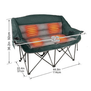 เก้าอี้พับคู่แบบพกพาสำหรับตั้งแคมป์กลางแจ้ง Kejie พร้อมเบาะรองนั่งและที่วางแขน สำหรับใช้ที่ชายหาด สวนสาธารณะ หรือใช้เป็นเก้าอี้อุ่นในสวน - Product Image 4