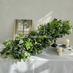 Décorations de table pour banquet de mariage, plantes vertes, fleurs artificielles, chemin de table 200 cm x 60 cm, décorations de table en fleurs de soie - Product Image 3