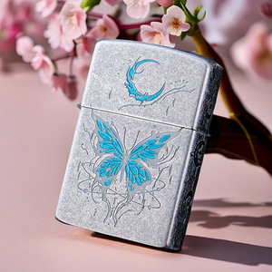 Briquet à <span class=keywords><strong>kérosène</strong></span> coupe-vent ZORRO Z91893 en laiton argenté antique - Cadeau d'affaires pour fumeurs, style ethnique - Product Image 1