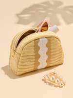Sac de voyage à rayures ondulées, fermeture éclair, trousse de toilette, sac de beauté, sac de soin de la peau, sac portable en PVC, emballage personnalisé pour appareil photo