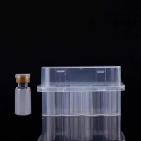Boîte d'emballage protectrice transparente en PP de 5 ml, étui en plastique transparent pour flacon, bouteille d'échantillon de liquide bio-essence, vente en gros, étui pour poudre lyophilisée