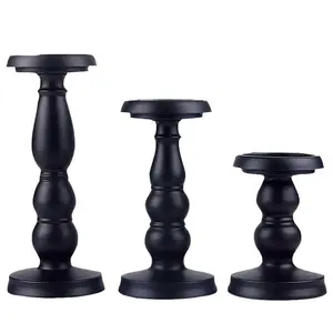 Home Table Centerpiece Tall Retro Fall Pillar Candleholder Black Candle Holder Rustic Pillar Candles Metal Candle Stand