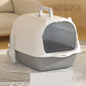 Bac à litière <span class=keywords><strong>pour</strong></span> chat fermé de 20 litres avec rabat de <span class=keywords><strong>porte</strong></span> avant en PP et bac à litière couvert facile à nettoyer avec poignée - Product Image 4