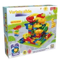 Balok Bangunan Trek Luncur Serbaguna Partikel Kecil, Puzzle Bola Bergulir, Perakitan DIY, Mainan Plastik ABS, Hewan Alam, 0-3 Bulan