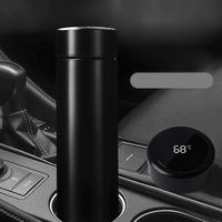 Mug de voyage en acier inoxydable à double paroi personnalisé de 17 oz (500 ml), bouteille d'eau à vide direct avec thermomètre LED, vaisselle originale