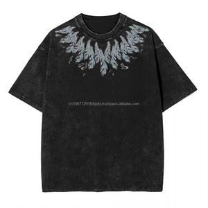 Hombres al por mayor camiseta de gran tamaño 100% algodón camiseta fabricante gráfico Unisex Streetwear Hip Hop ácido lavado Vintage camisetas - Product Image 1