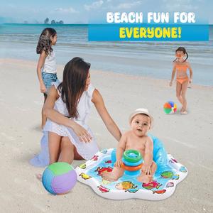 Bouée gonflable pour bébé avec auvent imprimé poisson, siège flottant pour nourrisson avec anneaux de jeu pour tout-petit - Product Image 6