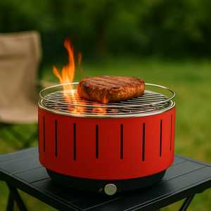 Barbacoa Portátil Redonda de Carbón de 31 cm con Ventilador Eléctrico Ajustable, Cocción Uniforme, Menos Humo, Parrilla para Camping - Product Image 6