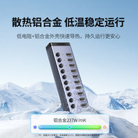 UGREEN CM482 Hub USB3.0 10-Port dengan Sakelar Individual, Splitter Aluminium + Adaptor Tipe-C untuk PC Laptop Hard Disk