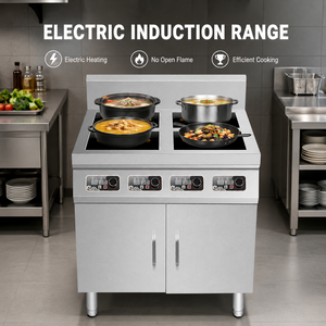 Cuisinière à induction électrique de type armoire commerciale, 4 brûleurs, en acier inoxydable, sans flamme nue, pour cuisine de restaurant - Product Image 4
