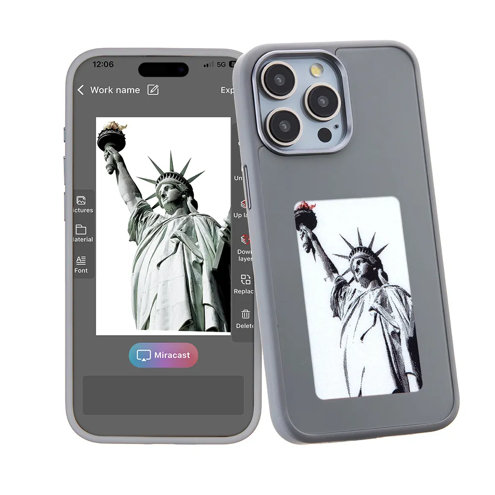 Cho iPhone 13 14 15 Pro Max NFC kích hoạt E Ink Màn hình DIY hình nền điện thoại di động trường hợp