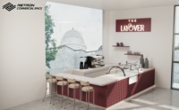 Meubles de comptoir modernes pour café, solution de présentation populaire pour bar à café, design d'intérieur commercial pour magasin de thé au lait