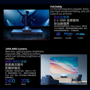 Nouveau projecteur cinéma Xiomi 2 4k MT9669 Mijia Xiomi DLP Laser Proyector 2400ANSI Technologie d'affichage ALPD RB MEMC 3D Home Cinéma - Product Image 5