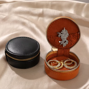 Ero-friendly Round Zipper Jewelry Organizer Portable Pocket Travel <b>Storage</b> Case For <b>Ring</b> Earring Necklace Bracelet box - Product Image 4