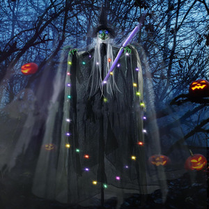 Halloween cri lumineux épouvantail sorcière mal démon accessoire effrayant fantôme décoration parc d'attractions extérieur ornement lumières colorées - Product Image 6