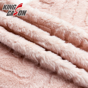 KINGCASON fabricant 100% polyester 280gsm motif Jacquard <span class=keywords><strong>lapin</strong></span> fausse fourrure <span class=keywords><strong>tissu</strong></span> pour vêtement manteau maison textile couverture couverture - Product Image 4