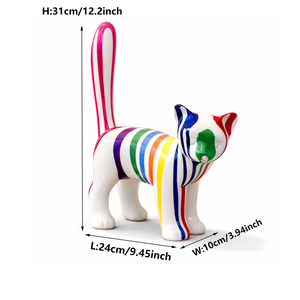 Sculpture d'animal personnalisée créative peinte à la main, figurine de <span class=keywords><strong>chat</strong></span> colorée en résine pour la décoration de la maison - Product Image 2