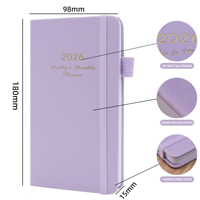 Carnet de notes/agenda personnalisé 2026 à succès – Petit carnet de planification à couverture rigide, ouverture à plat, avec élastiques et porte-stylo