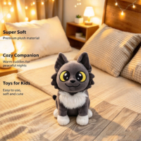 Peluches personnalisées de haute qualité, super douces, en forme de chat, avec rembourrage en coton PP, broderies et accessoires en maille lavée