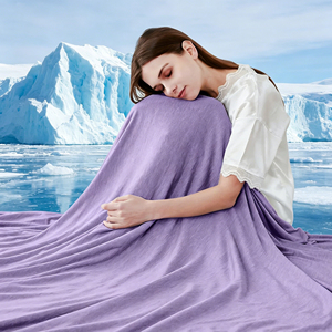 Manta Refrigerante, Manta de Verano Delgada de Doble Cara 2 <span class=keywords><strong>en</strong></span> 1, Manta de Algodón Refrescante para Personas, Manta Acogedora, <span class=keywords><strong>150</strong></span> x 200 cm, Morada - Product Image 1
