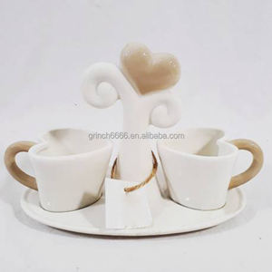 Set di Tazze da Caffè a Forma di <span class=keywords><strong>Cuore</strong></span> con Piattino, Tazze in Porcellana con Motivo <span class=keywords><strong>Cuore</strong></span> e Vassoio Albero della Vita, Bomboniere per Matrimonio - Product Image 5