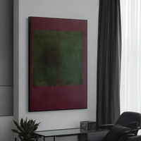 Peinture sur toile abstraite Mark Rothko faite à la main, art moderne, décoration murale en vert foncé et bordeaux