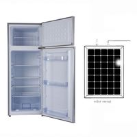 Réfrigérateur-congélateur à double porte 218L, alimenté par énergie solaire 12V DC, fabriqué en Chine, disponible à Dubaï