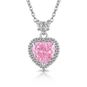 Collar para Mujer con Zirconia Completa, Collar de Corazón Brillante con Gemas de Colores, Collar de Corazón de Flor, Collar de Diamantes de Alto Carbono Brillantes - Product Image 5