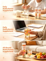 Comprimés effervescents multivitaminés |   Sans sucre naturel, électrolytes et zinc, soutien immunitaire, boost d'énergie |   Marque privée OEM