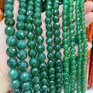 6-14mm <strong>Emerald</strong> Chalcedony Dark Green Agate Faceted Round <strong>Beads</strong> for Jewelry Craft DIY Approx: 380mm - Product Image 3