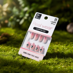 Too Cool For School Real Wear Coffin Nail Tips 24 piezas Diseño con purpurina rosa - Product Image 3