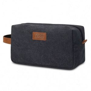 Trousse de Toilette Vintage en Toile Durable, Réutilisable et Imperméable – Trousse de Voyage Décontractée Personnalisable pour Hommes et Femmes, Logo Personnalisé Disponible - Product Image 1