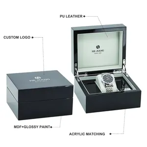 OEM/ODM Luxury Watch Box Packaging Single Watch Boxes Cases High Glossy Wooden Watch Box