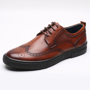 Chaussures habillées de luxe pour hommes de bonne qualité, chaussures derby en cuir véritable marron, chaussures pour hommes - Product Image 1