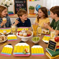Lot de 40 assiettes et serviettes en papier jetables classiques pour la rentrée scolaire, idéal pour les fêtes en classe de maternelle et de préscolaire - Chine