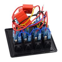 Panel Saklar Kapal 12V 4 GANG, Panel Saklar Mobil Tahan Air, Voltmeter Digital USB Ganda