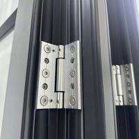 Puerta Plegable de Aluminio con Rejilla Francesa Retro, Puerta de Vidrio Impermeable y Antirrobo, Rejilla Personalizada para Cafetería, Villa, Terraza, Restaurante, Tienda
