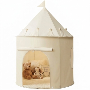 Tente de jeu respirante en tissu peau de pêche à 6 côtés avec fenêtres latérales, tapis souple et sac de transport pour la décoration de salle de classe ou de fête prénatale - Product Image 1