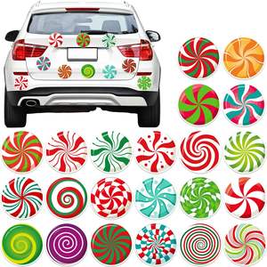Décorations de Noël transfrontalières, aimants ronds pour pare-chocs de voiture en forme de sucette, aimants pour porte de garage en forme de bonbon à la menthe, aimants pour réfrigérateur - Product Image 1