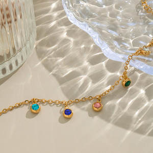 Luxury 316L Stainless Steel 14k 18k Gold Plated Zircon Fashion Charm <b>Bracelet</b> & Bangles Colorful <b>Gemstone</b> <b>Bracelet</b> for Women - Product Image 4