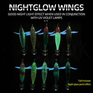 Simulation Lumineux En Bois Crevettes Leurres Plomb Crevettes Appâts Jigs Crochet Calmar Crochet Mer Pêche Pieuvre Calmar Leurre - Product Image 2