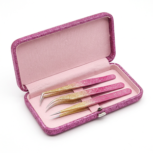 Ensemble de pinces à cils en acier inoxydable de haute qualité, 3 pièces, couleurs personnalisées, pointe pointue, TARIQ MFG CO - Product Image 1