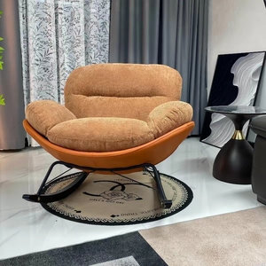 Fauteuil à bascule en velours vert avec coussin, fauteuil d'appoint moderne pour salon, mobilier d'hôtel - Product Image 6