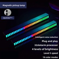 Lumière d'ambiance magnétique RGB USB en ABS pour microphone, ordinateur de bureau, audio de voiture, LED rythmique à activation vocale, ambiance musicale