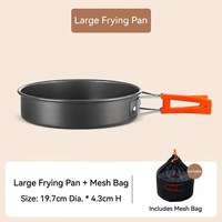 Ensemble de cuisine de camping en alliage d'aluminium léger, portable pour l'extérieur, comprenant marmite, poêle, bouilloire, kit pour la randonnée, le pique-nique et le feu de camp - Poêle à frire