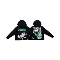 Sweat à capuche pour homme 100% coton tricoté délavé, streetwear d'hiver, pull imprimé hip-hop, poche dessin animé, fabricant sur mesure, 450g