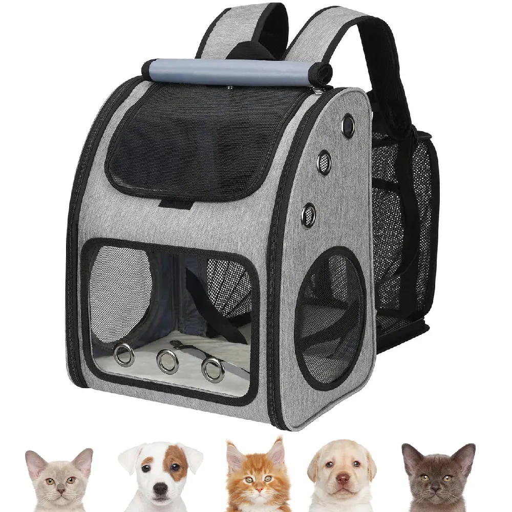 Mochila transportadora para animais de estimação, bolsa respirável para viagem com malha expansível para cães pequenos e gatos, carregador de animais de estimação 2022